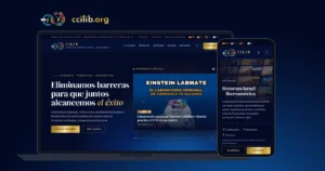 Nuevo sitio web ccilib.org en un ordenador portátil y un teléfono móvil