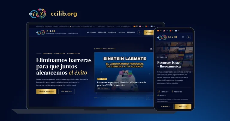 Nuevo sitio web ccilib.org en un ordenador portátil y un teléfono móvil