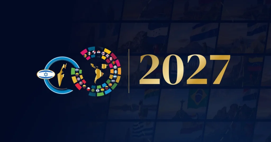 Emblema de la Cámara de Comercio Israel Iberoamérica junto al año 2027