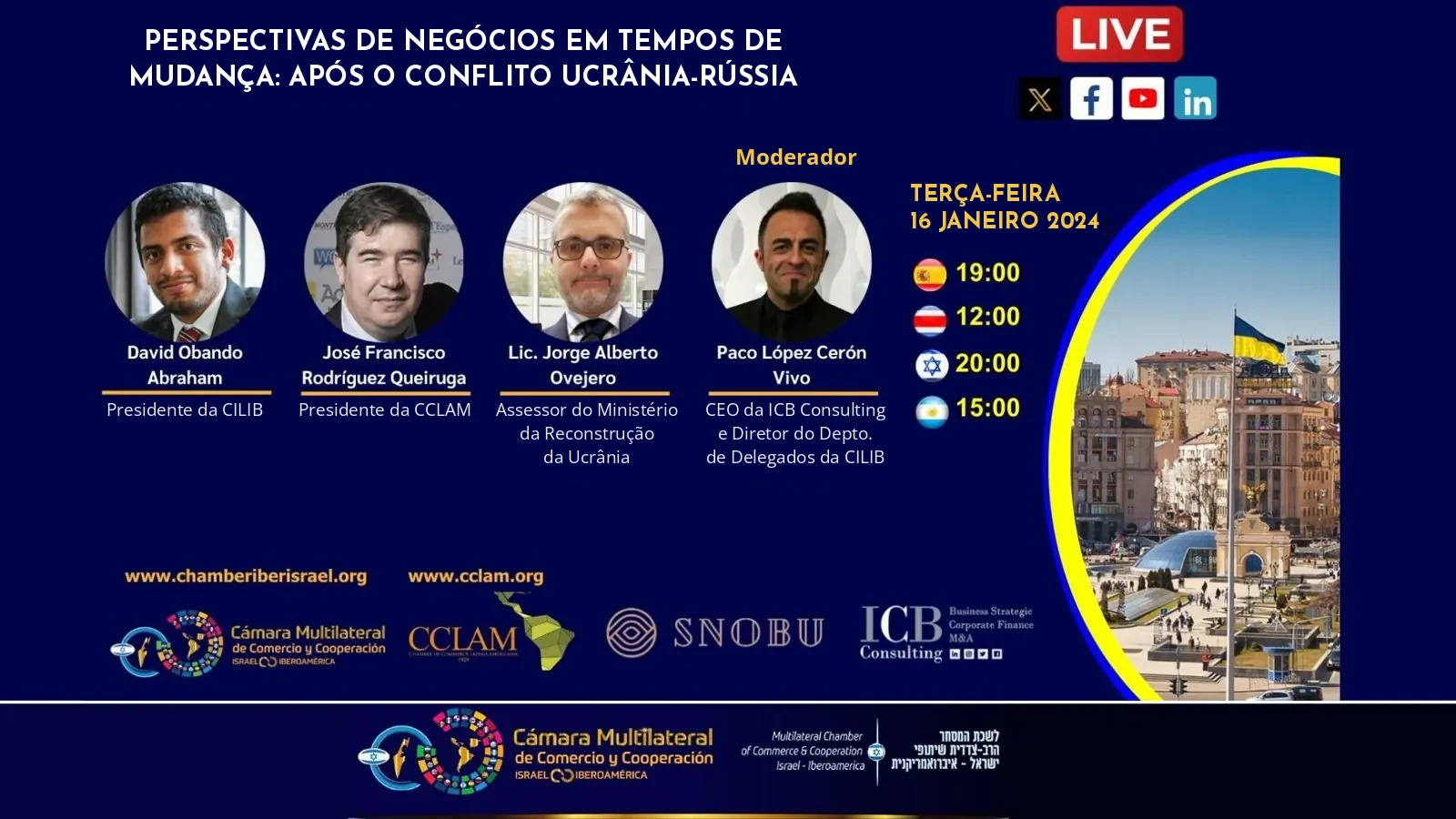 Anúncio do webinar Perspectivas de Negócios em Tempos de Mudança sobre o conflito Ucrânia-Rússia
